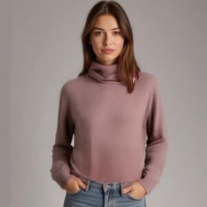 AERIE Relaxed Fit Loose Turtleneck Sweatshirt/Pullover, Size Large